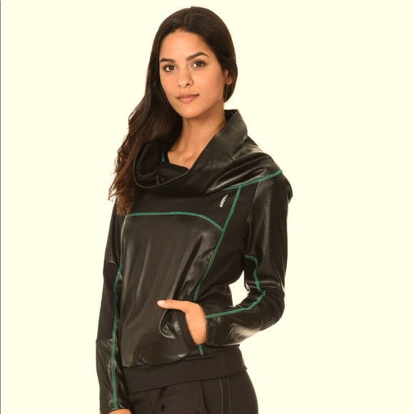 Freddy Active Pleather Hoodie Pullover Black - Picture 1 of 5